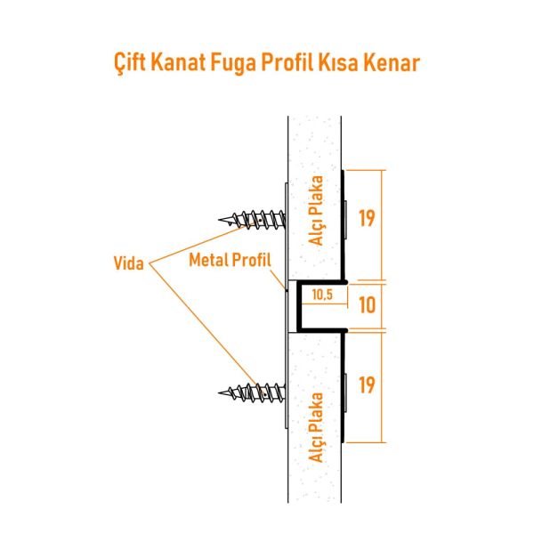 Çift Kanat Fuga Profil Kısa Kenar - 1
