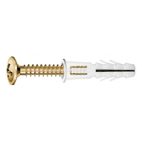Dübel Vida Seti 5.0 x 45 Sarı Pul Başlı Vida Beyaz 8MM Dübel - 100 Adet - 1