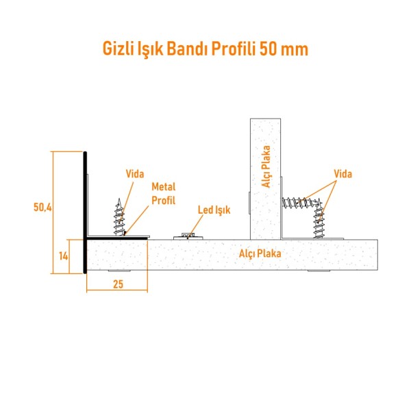 Gizli Işık Bandı Profili 50 MM - 1