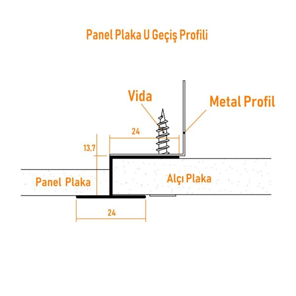 Panel Plaka U Geçiş Profili