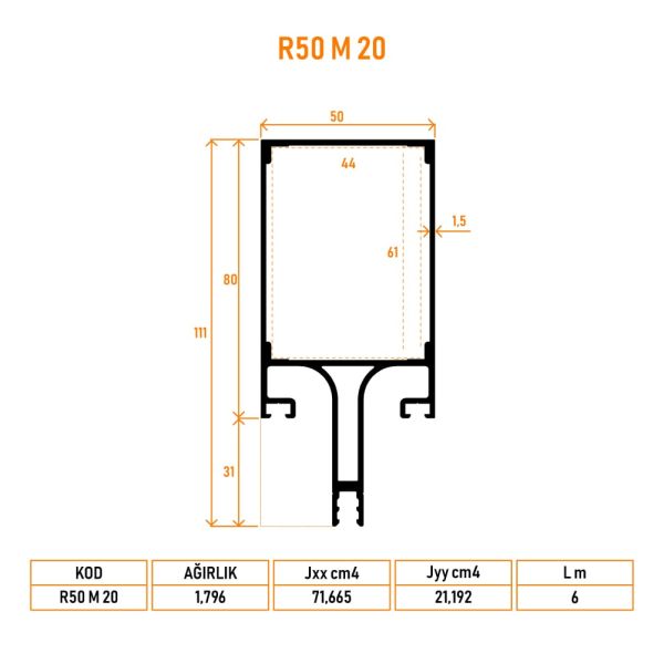 R50 M 20 Düşey Profil