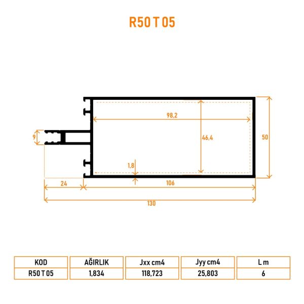 R50 T 05 Yatay Profil