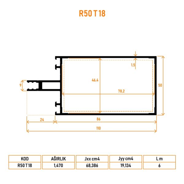 R50 T 18 Yatay Profil