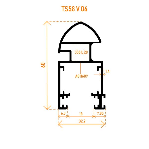 RS58 / RST58 / RST116 TS58 V06 Sürme Sineklik Kanat Profili