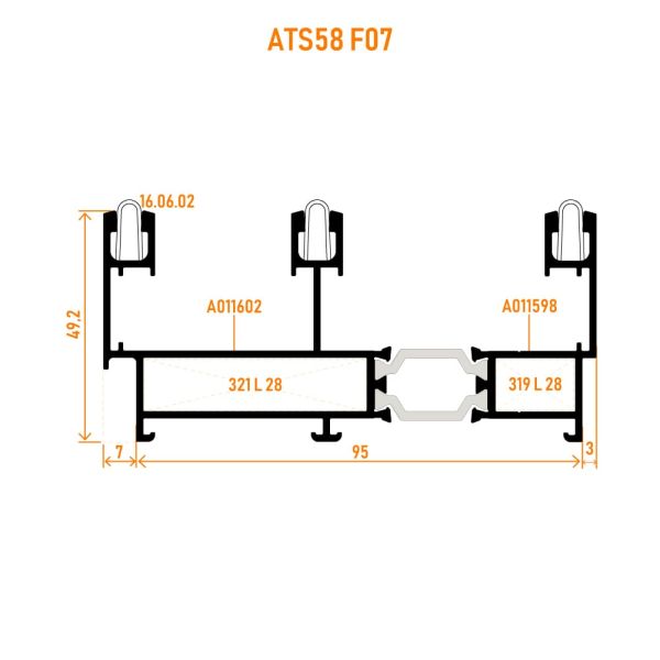 RST58 / ATS58 F07 Sürme Sineklikli Kasa Profili