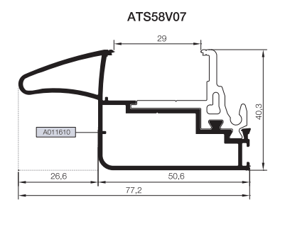 RST58 / ATS58 V07 Sürme Tutamaklı Kenet Profili