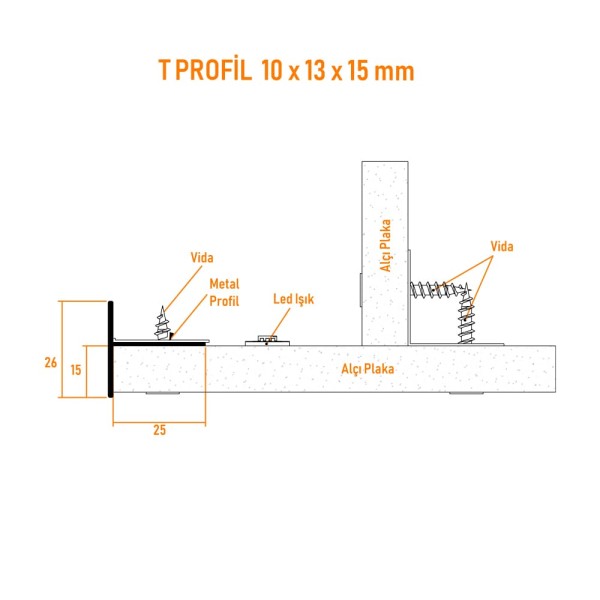 T Profili 10 x 13 x 15 MM - 1