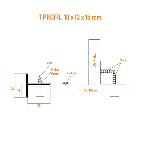 T Profili 10 x 13 x 15 MM